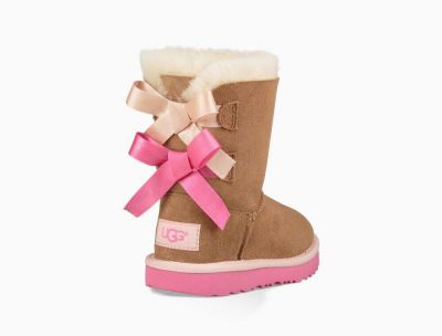 UGG Bailey Bow II Boots for Big Kids - Chestnut/Azalea/Brown/Pink India